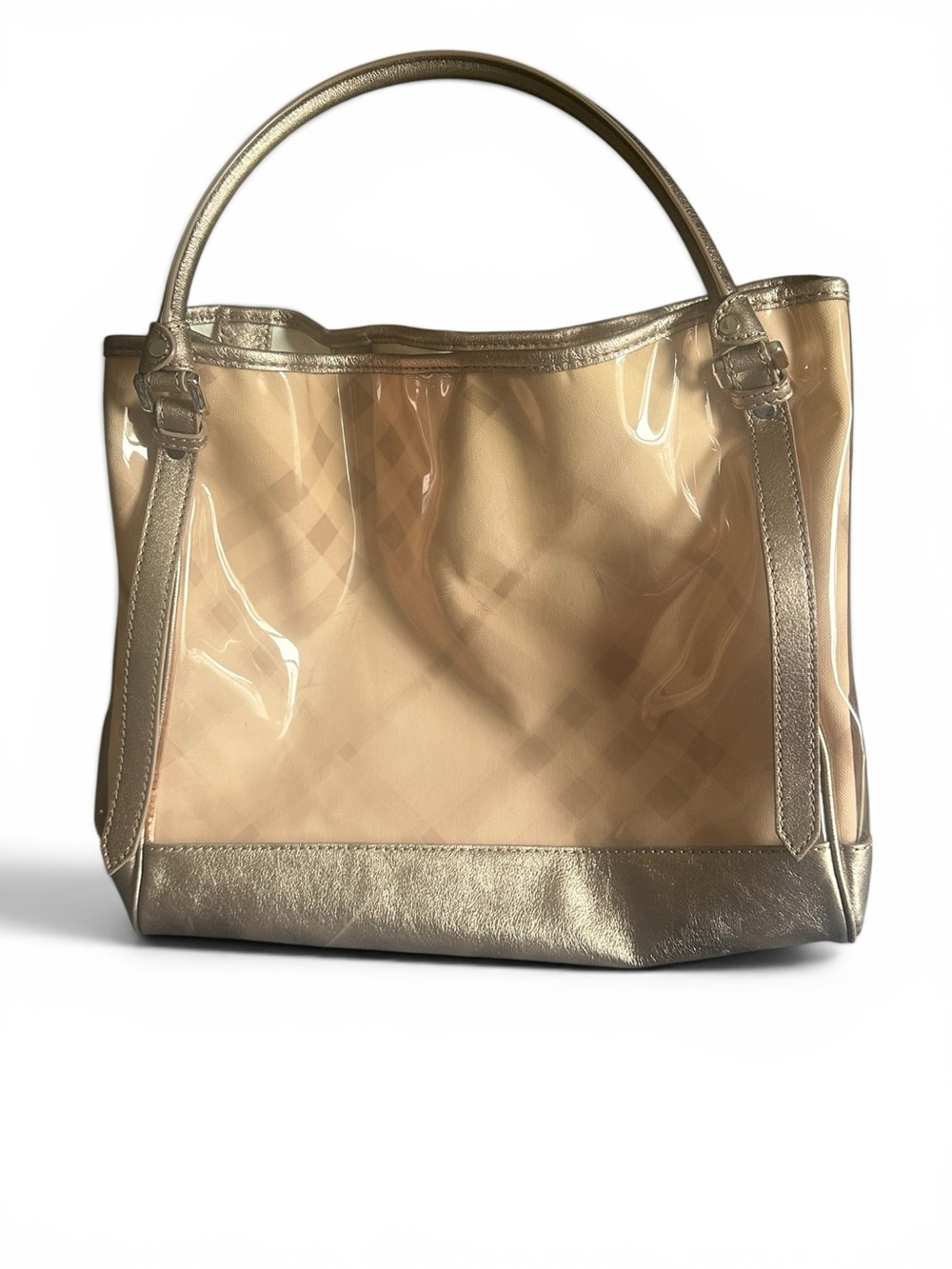 Burberry Women’s Nova Check Print Tote with Gold Trim - Women's Tote Bag